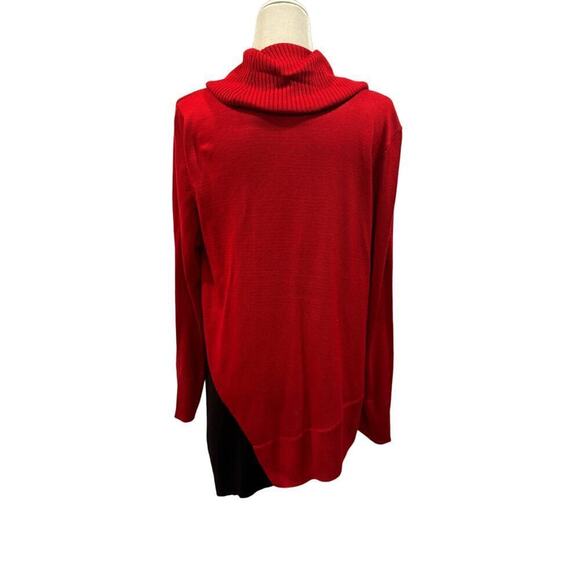 Calving Klein Red and Black Cow Neck Sweater - Size Large - Picture 2 of 8
